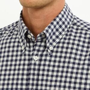 Bonobos Shirt Sz L Standard fit Navy Gingham Check Button Down Soft Flannel like